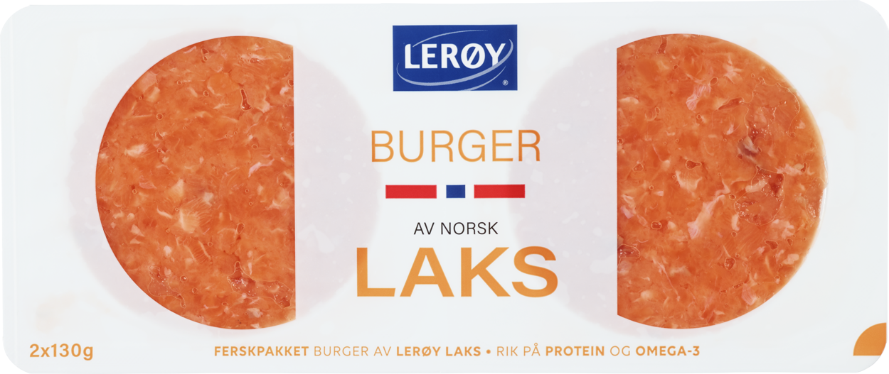 Lerøy burger av norsk laks forpakning 2x130 g