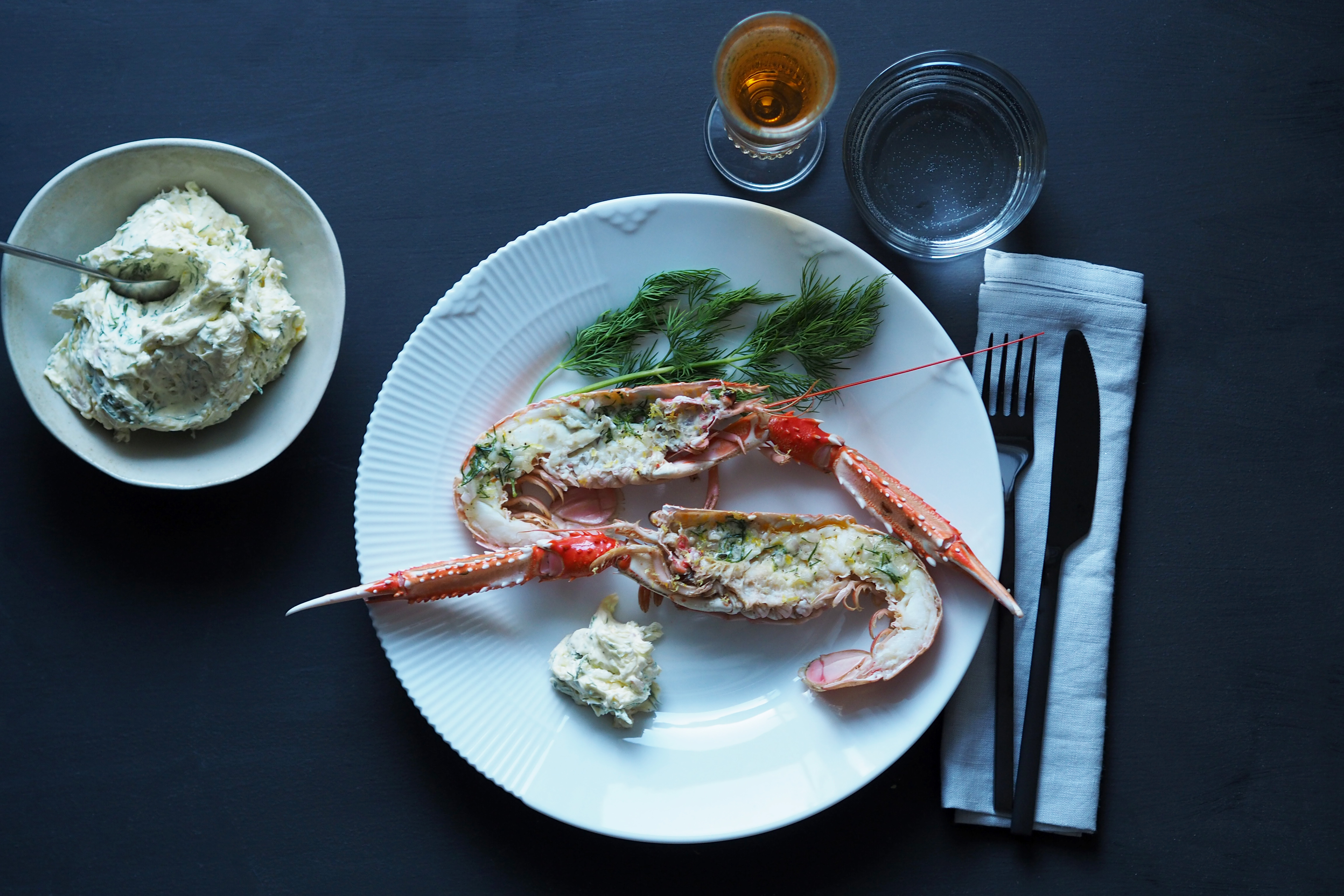 Gratinert sjøkreps med pisket klementinsmør